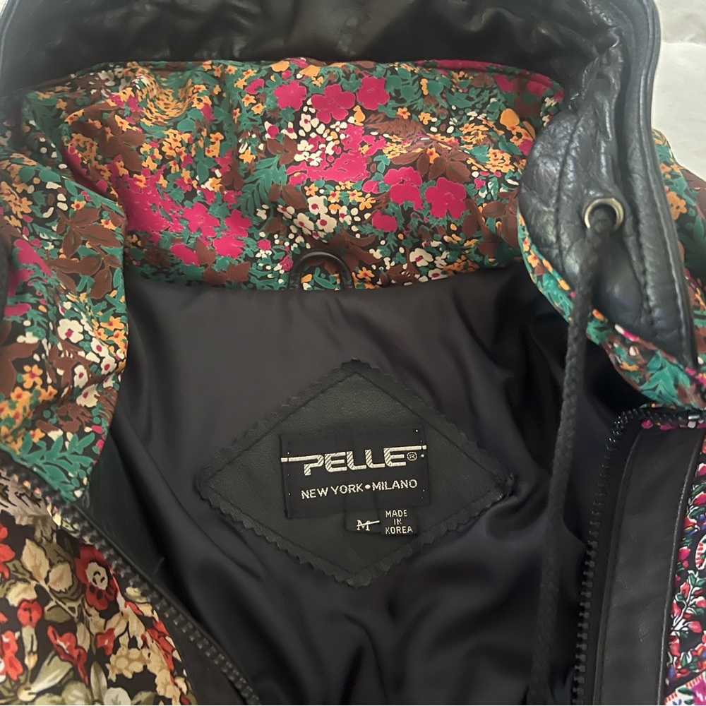 leather jacket with vintage silk